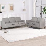 AILEEKISS 2 Piece Living Room Sofa Set 77" 3-Seat Loveseat Couch Sets with 2 USB Charging Ports Linen Fabric Modern 2 Pcs Sectional Sofa Set for Office Bedroom Apartment Light Grey2-Seat+3-Seat