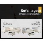 Ainehome Living Room Sectional Set Leather Sectional Sofa in Home with Storage Ottoman and Matching Pillows Right Hand Facing Ivory White