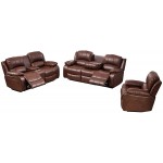 Betsy Furniture Power Reclining Bonded Leather Living Room Set Brown Sofa+Loveseat+Chair