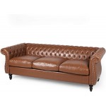 Christopher Knight Home Stephanie Traditional Chesterfield 2 Piece Living Room Set Cognac Brown Dark Brown