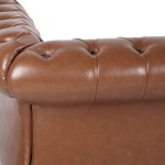Christopher Knight Home Stephanie Traditional Chesterfield 2 Piece Living Room Set Cognac Brown Dark Brown