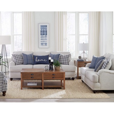 Coaster Home Furnishings Gwen 2-Piece Recessed Arms Light Grey Living Room Set