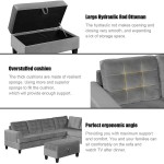 Cotoala Microfiber Living Room Furniture Sets Upholstery Sectional Sofa with Storage Ottoman L-Shaped Couch with Thick Cushions Chaise Lounge Grey