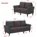 Dolonm 2 Piece Sofa Sets Mid Century Modern Upholstered Sectional Loveseat Couch Set Furniture for Living Room Dark Gray