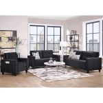 GAOFEIYANG Pieces Modern Living Room Furniture Sectional Couch Set with Three-Seater Sofa 1 Loveseat Single Armchair for Home Office 1+2+3-Seat Black