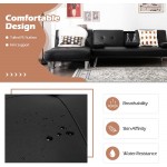 Giantex 3 Pieces Convertible Sectional Sofa Set 3 Seat Sofa and Couch with Cup Holders and Ottoman Tufted PU Leather Chaise Modern Reversible Living Room Furniture for Apartment Office Black