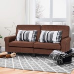 Giantex Sofa Couch Loveseat Fabric Upholstered Removable Back Seat Cushion Modern Home Living Room Furniture Set Bedroom Sofa Brown
