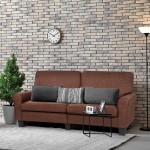 Giantex Sofa Couch Loveseat Fabric Upholstered Removable Back Seat Cushion Modern Home Living Room Furniture Set Bedroom Sofa Brown