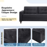 Harper & Bright Designs 3-Piece Living Room Sectional Sofa Set with Side Pockets Modern Style Button Tufted Velvet Upholstered Armchair Loveseat Sofa and Three Seat Sofa Set Sectional Couch Black