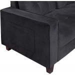 Harper & Bright Designs 3-Piece Living Room Sectional Sofa Set with Side Pockets Modern Style Button Tufted Velvet Upholstered Armchair Loveseat Sofa and Three Seat Sofa Set Sectional Couch Black