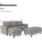 HONBAY Grey Sectional Couch with Ottoman Convertible L Shaped Chaise Sofa Set Sectional with Left or Right Facing Grey