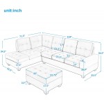 L Shaped Sectional Sofas 3-Seat Sofa Sets Sectional Sofa Couches with Reversible Chaise Lounge Cup Holders and Storage Ottoman for Living Room Furniture Grey Fabric