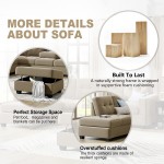 Livspace Upholstered Sectional Sofa with Reversible Chaise Lounge L-Shaped Couch w Storage Ottoman & 2 Cup Holders 3 Piece Living Room Furniture Set for Home Brown
