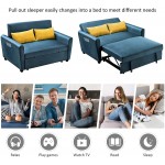 Merax Convertible Velvet Sofa Bed 55" Modern Adjustable Pull Out Bed Lounge Chaise Oversized Armchair with 2 Side Pockets and 2 Pillow for Home Office