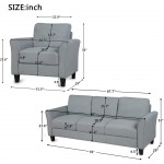 Merax Small Sofa Couch Set Upholstered Armchair and 3-Seat Sofa Living Room Furniture Set