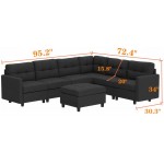 Sectional Sofa with Ottoman Module Sofa Living Room Set 6-seat Sofas Couch for Home Free Conbination deep Grey6 seat
