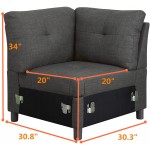 Sectional Sofa with Ottoman Module Sofa Living Room Set 6-seat Sofas Couch for Home Free Conbination deep Grey6 seat