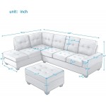 Sectional Sofas 3-Seat Sofa Sectional Sofa Couches with Chaise Lounge and Ottoman for Living Room Furniture Grey