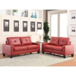 Sofa and Loveseat Sets HABITRIO 2 Pieces Modern Style PU Leather Upholstered Living Room Furniture Set with Back&Seat Cushions Straight Arms Soft PU Leather Upholstery Red