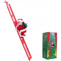 Fangfhu Santa Claus climbs The Ladder Electric Santa Claus Handstand Dance elk Pull cart Christmas Parachute Old Man Climb a Single Ladder red