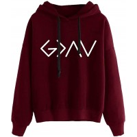 Oversized Sweatshirt for womenWomen’s Casual Printed Long-Sleeved Hooded SweaterWine Red,S