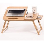ShiSyan Computer Folding Table Adjustable Laptop Desk Table 100% Bamboo with USB Fan Foldable Breakfast Serving Bed Tray Suitable for Home Etc. Laptop Table Color : Natural Size : 643427cm