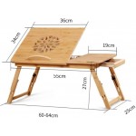 ShiSyan Computer Folding Table Adjustable Laptop Desk Table 100% Bamboo with USB Fan Foldable Breakfast Serving Bed Tray Suitable for Home Etc. Laptop Table Color : Natural Size : 643427cm