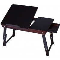 ShiSyan Computer Folding Table Bamboo Laptop Desk Adjustable Portable Breakfast Serving Bed Tray with Tilting Top Drawer Suitable for Home Etc. Laptop Table Color : Black Size : 573530cm