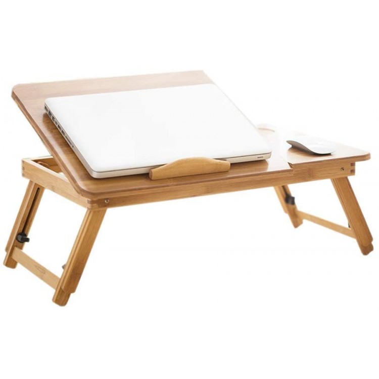 ShiSyan Computer Folding Table Laptop Table Bed Tray-64 35 31.5cm Foldable Adjustable Breakfast Table Tilting Top with Storage Drawer Laptop Table Color : Natural Size : 64 35 31.5cm