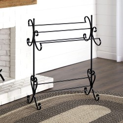 The Lakeside Collection Vintage Wrought Iron Quilt Rack Blanket Display and Organization