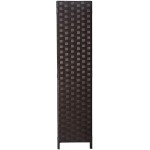 6ft. Tall- 16" Wide- Room Dividers Double Sided Woven Fiber ,Double Hinged Privacy Screen Partition & Wall Divider Folding Privacy Screens 4 Panel Room Dividers-Dark Mocha Freestanding 4 Panels