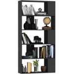 Aisifx Book Cabinet Room Divider Black 31.5"x9.4"x62.6" Chipboard