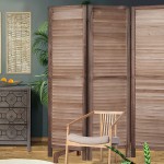 AMBITION LAND 4 Panel 5.6 Ft Tall Wood Room Divider Room Dividers and Folding Privacy Screens Freestanding Folding Room Divider Screens with Stand Panel Divider&Room Divider Wall 4 Panel Brown