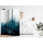 artgeist Decorative Room Divider Abstract 135x172 cm 53" x 68" Single-Sided Folding Screen 3 Panel Decoration Home Office Design Illusion Navy Blue White Like Painted n-A-1352-z-b