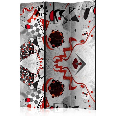 artgeist Decorative Room Divider Cement Abstract a' la Kandinsky 135x172 cm 53" x 68" Single-Sided Folding Screen 3 Panel Decoration Home Office Home Office Grey l-A-0030-z-b