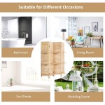 AUGESTER 4 Panel 5.6 Ft Room Divider with 3 Display Shelves Folding Wood Freestanding Privacy Screen Portable Partition Room Dividers for Bedroom Home Office Restaurant Bistro Natural
