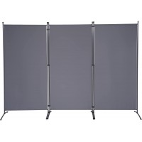 CHOSENM 3 Panel Folding Privacy Screens 6 FT Tall Wall Divider with Metal Frame Freestanding Room Divider for Office Bedroom Study 3 Panel Grey