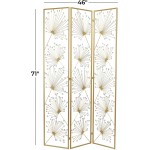 Deco 79 Glam Metal Room Divider Indoor Folding Portable Partition Screen 46" L x 1" W x 71" H Gold