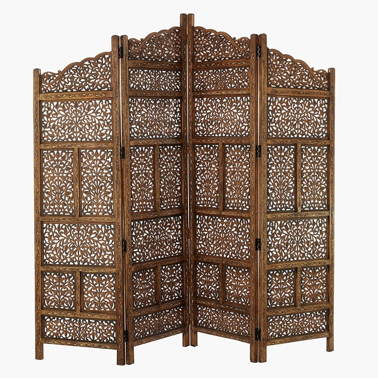 Deco 79 Traditional Wood Multi-Panel Room Divider 72" H x 80" L Textured Brown Finish
