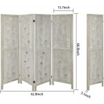 ECOMEX 4 Panel Cutout Wood Room Divider 5.6 Ft Tall Room Dividers and Folding Privacy Screens Freestanding Partition Wall Dividers Screen Double Hinged Grey