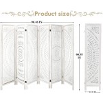 ECOMEX 6 Panel Wood Room Dividers 5.6Ft Tall Room Dividers and Folding Privacy Screens Room Divider Screen Wood Freestanding Partial Partition for Home Bedroom Office Restaurant White