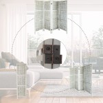 ECOMEX Room Dividers 4 Panel Rattan Room Dividers Wall Room Dividers and Folding Privacy Screens Room Divider Grey Rattan Grey