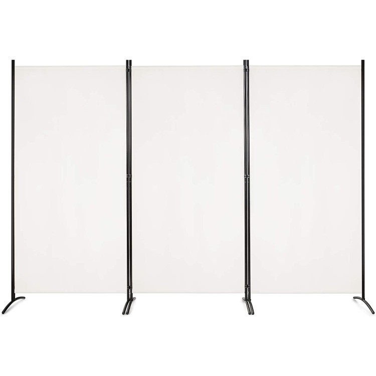 Giantex 6 Ft 3 Panel Room Divider Folding Portable Privacy Screen w  Durable Hinges Steel Base Freestanding Partition Protective Wall Divider Furniture Office Divider for Home Dorm White