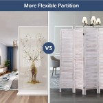 Giantex 6 Panel Wood Room Divider 5.6 Ft Tall Oriental Folding Freestanding Partition Privicy Room Dividers Screen for Home Office Restaurant Bedroom White