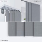 GoDear Design Deluxe Adjustable Sliding Panel Track Blind 45.8"- 86" W x 96" H Extendable 4-Rail Track Room Divider Panels Grey Trimmable Fabric Semi-Privacy Find Me
