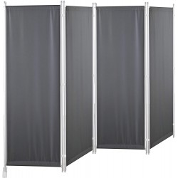 GOJOOASIS 4 Panel Room Divider Folding Privacy Screen Home Office Dorm Decor Grey-White Pole