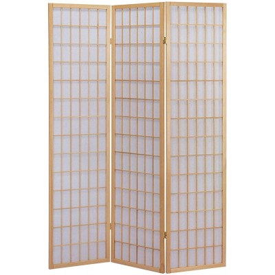 GTU Furniture Japanese Style 3 Panels Wood Shoji Room Divider Screen Oriental for Home Office Natural