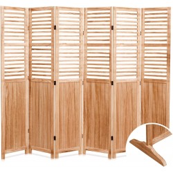 GURLLEU 6 Panel Wood Room Divider 5.6 Ft Tall Oriental Folding Freestanding Privacy Screens Room Dividers for Home Office Bedroom Brown…