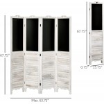HOMCOM 4-Panel Folding Room Divider with Blackboard 5.5 Ft Tall Freestanding Privacy Screen Panels for Bedroom or Office White