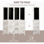 HOMCOM 4-Panel Folding Room Divider with Blackboard 5.5 Ft Tall Freestanding Privacy Screen Panels for Bedroom or Office White